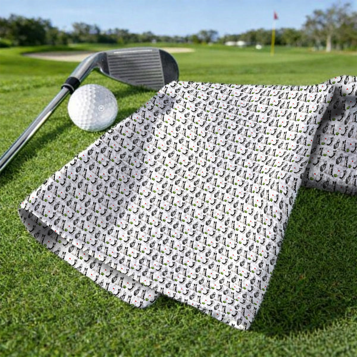 Border Collie Golf Towel, Border Collie Pattern Golf Towels for Dog Lovers, Funny Golf Gift for Golfer