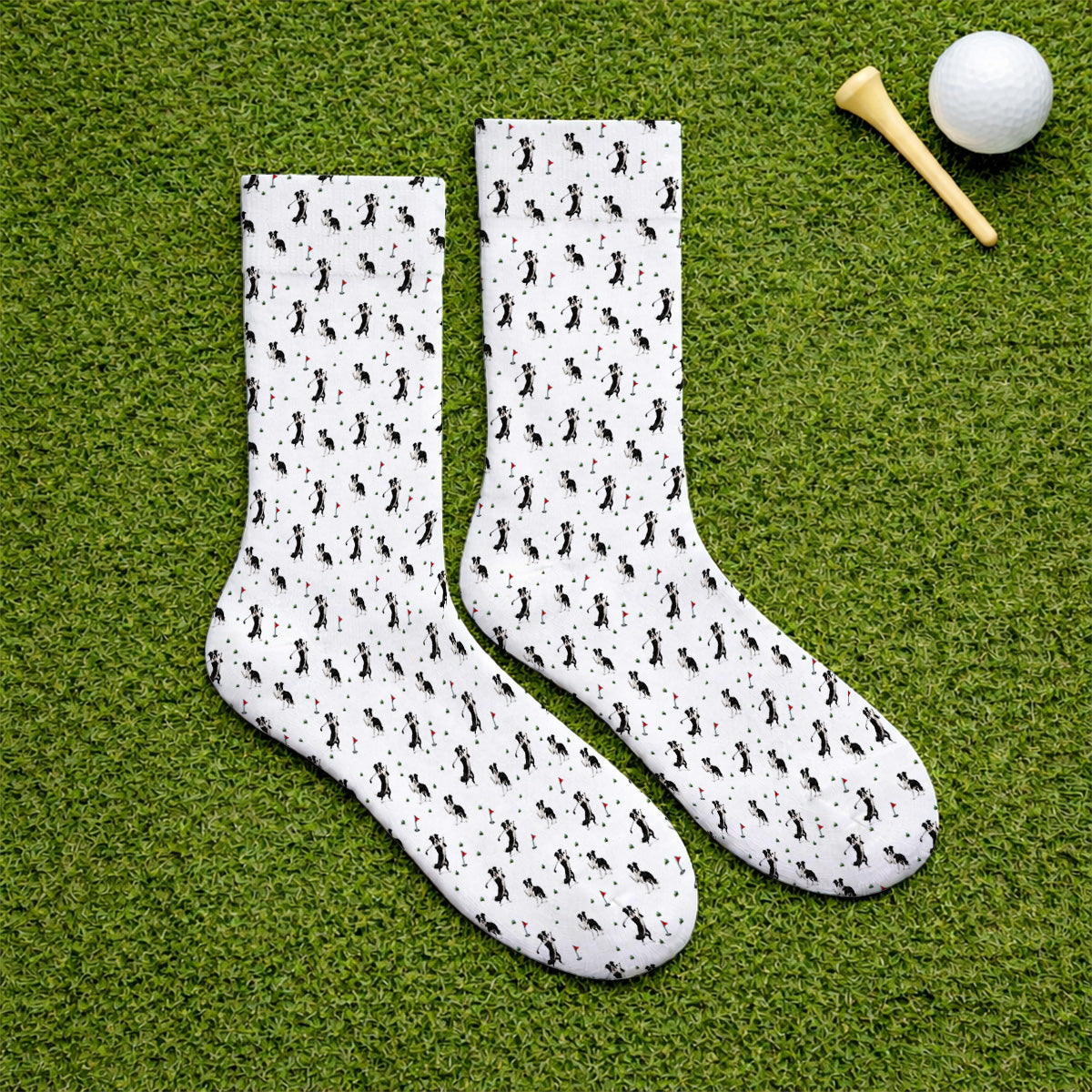 Border Collie Golf Socks, Border Collie Pattern Golf Sock For Golfer, Funny Golf Gift For Dog Lover