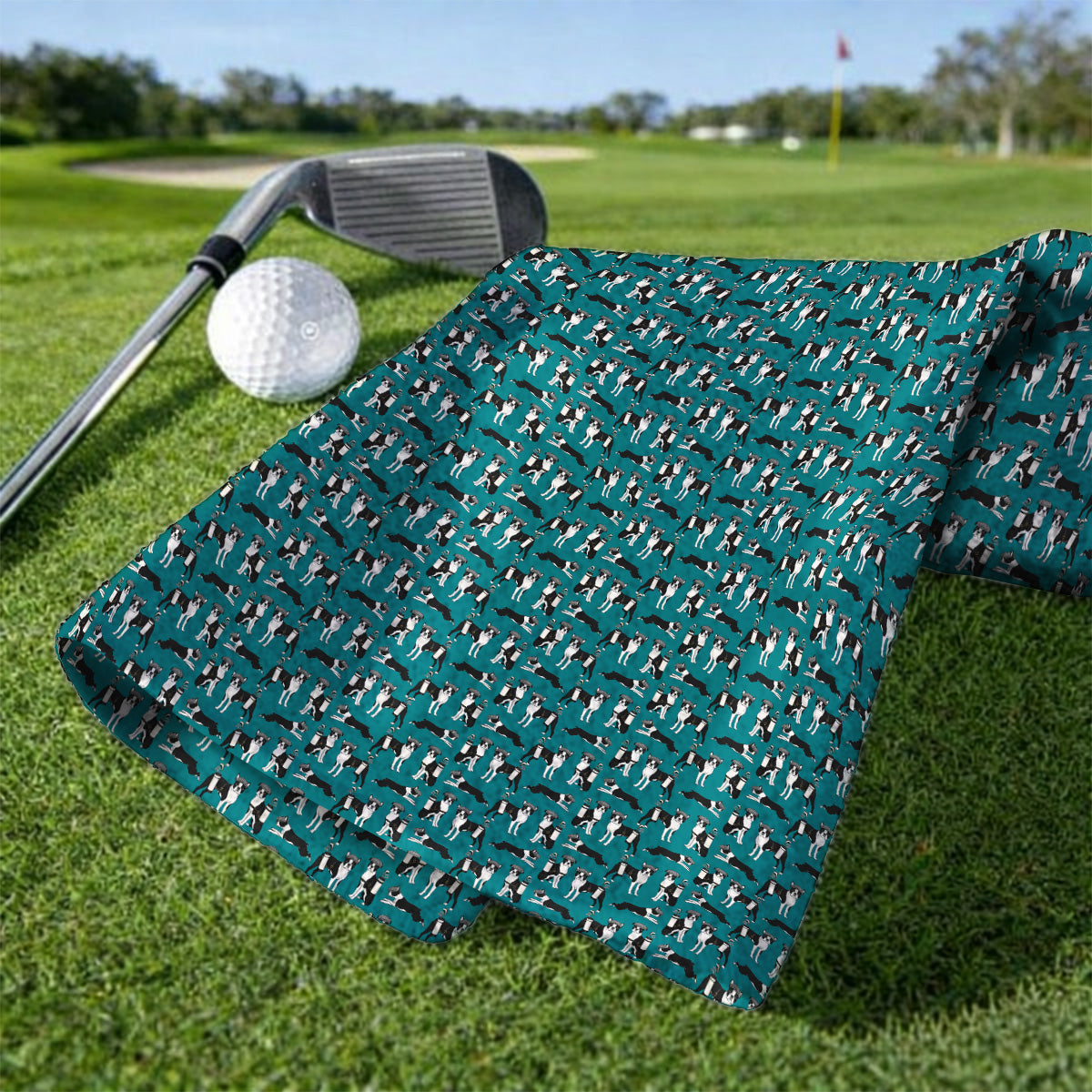 Boston Terrier Pattern Golf Towels, Boston Terrier Golf Towel, Funny Golf Gift For Golfer