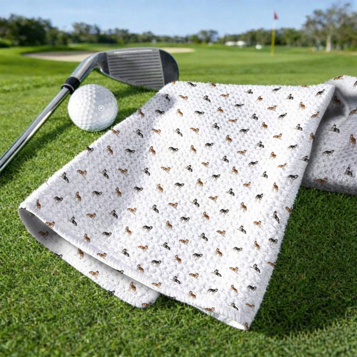 Funny Husky Sibir Golf Towel, Husky Pattern Golf Towels For Golfer, Golf Gift For Dog Lover