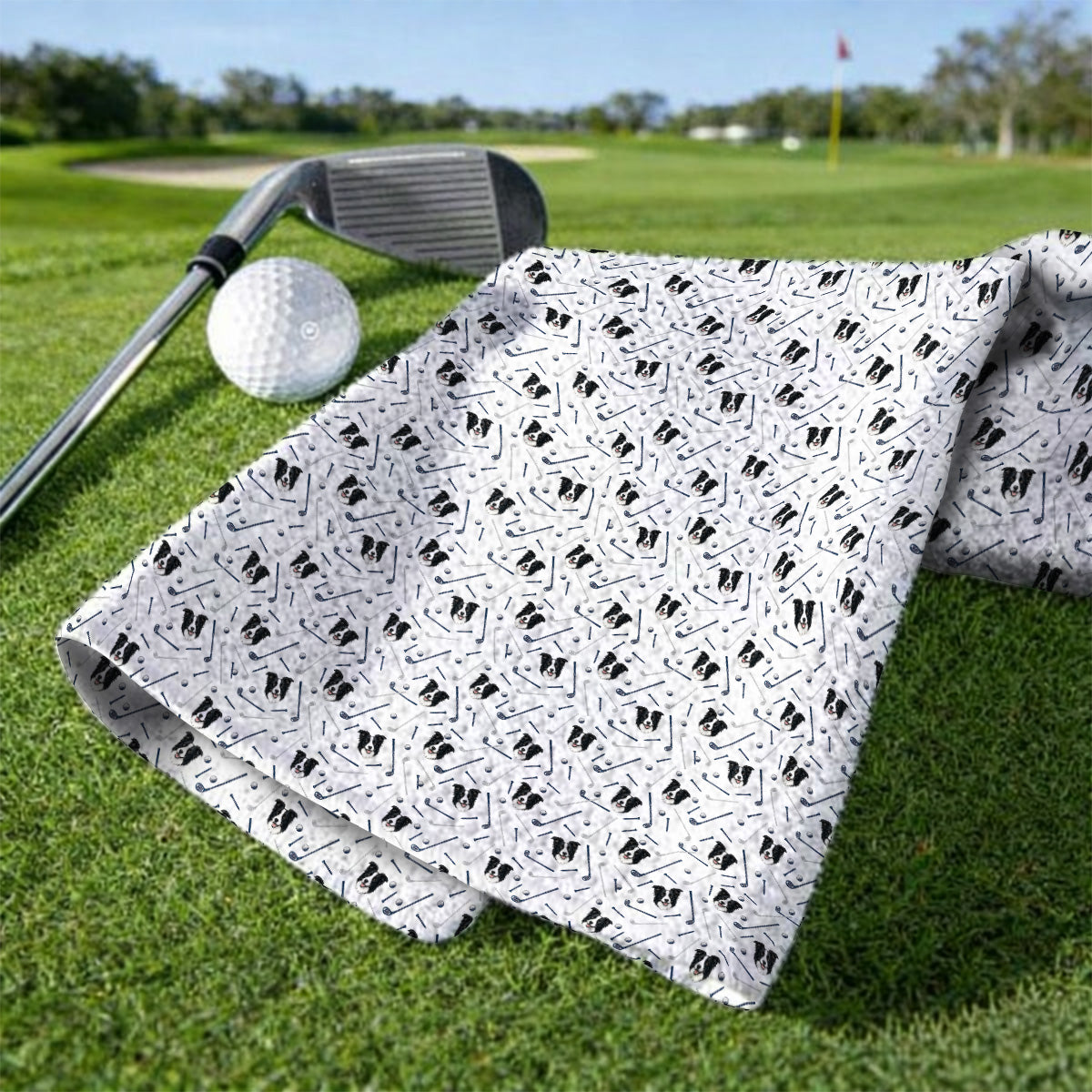 Funny Border Collie Golf Towels, Border Collie Pattern Golf Towel for Dog Lovers, Golf Gift for Golfer