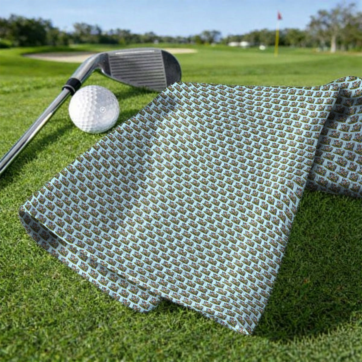 Boston Terrier Golf Pattern Towels, Funny Golfing Boston Terrier Towel, Dog Lover Golf Gift