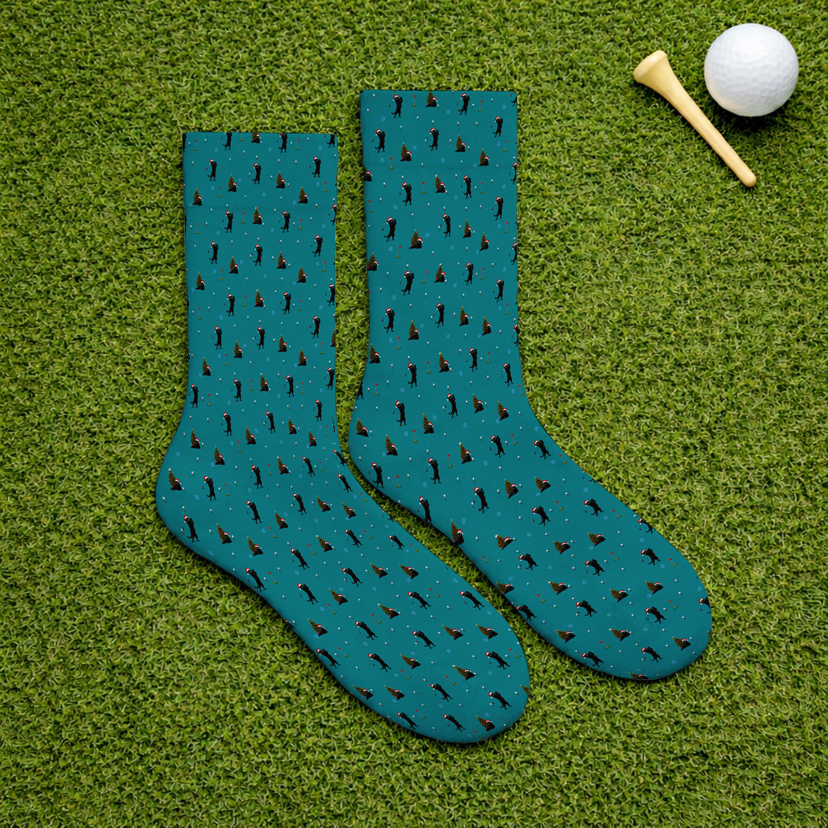 Black Cat Christmas Golf Socks, Funny Cat Pattern Golf Sock, Xmas Golf Gift for Golfers