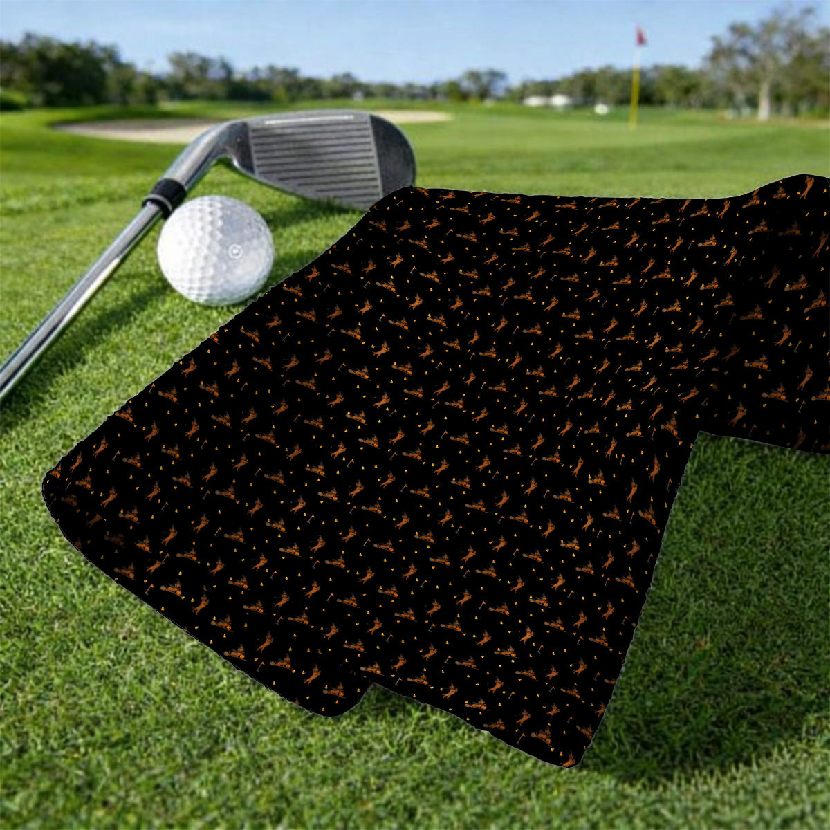 Funny Witch Dachshund Golf Towel, Halloween Wiener Dog Pattern Golf Towels, Golf Gift for Golfer