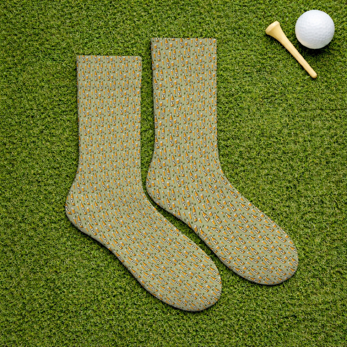 Beer Pattern Golf Sock, Funny Beer Golf Socks, Golf Gift For Beer Lovers