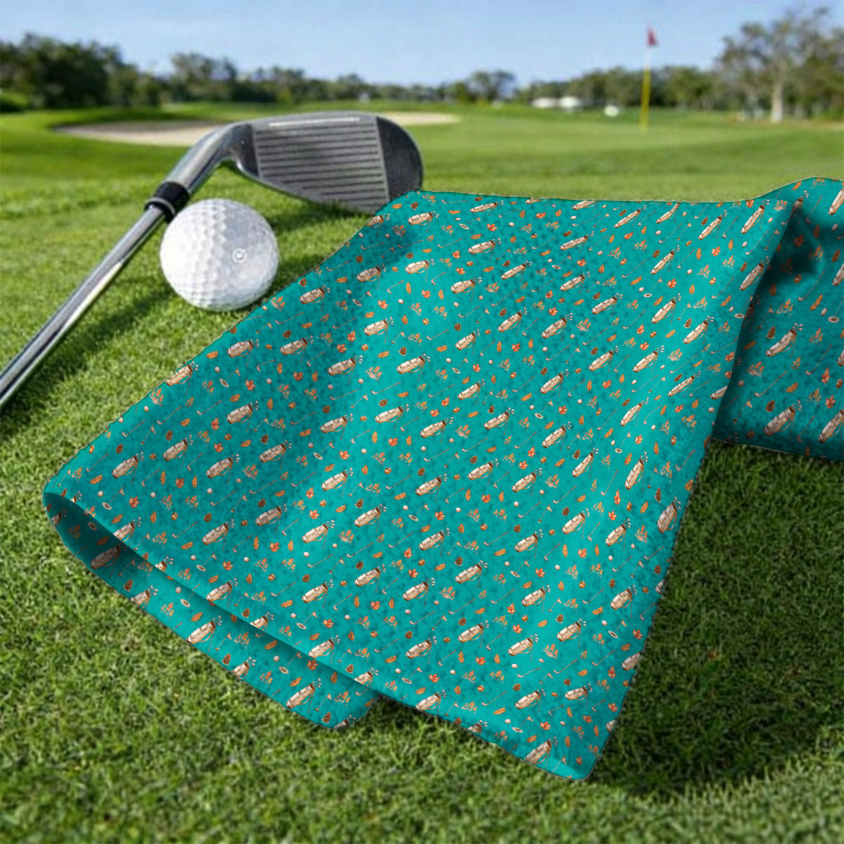 Vintage Squirrel Golf Towel, Autumn Golf Fall Pattern Towels, Golf Gift For Golfer