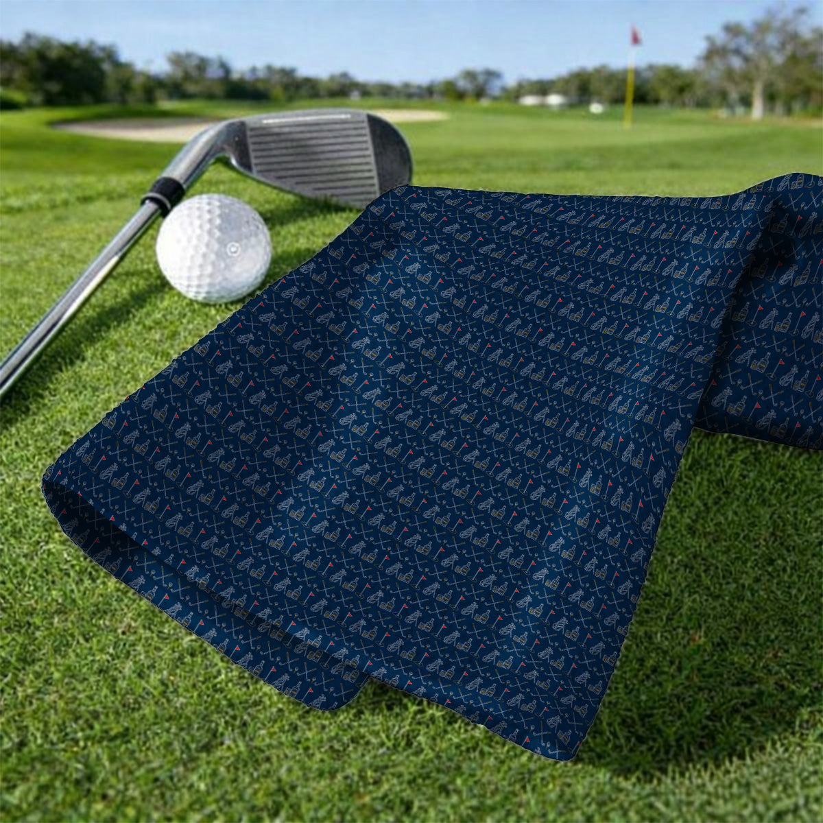 Bourbon Golf Towel, Whiskey & Golf Club Pattern Towels, Classic Gift For Bourbon Loving Golfers