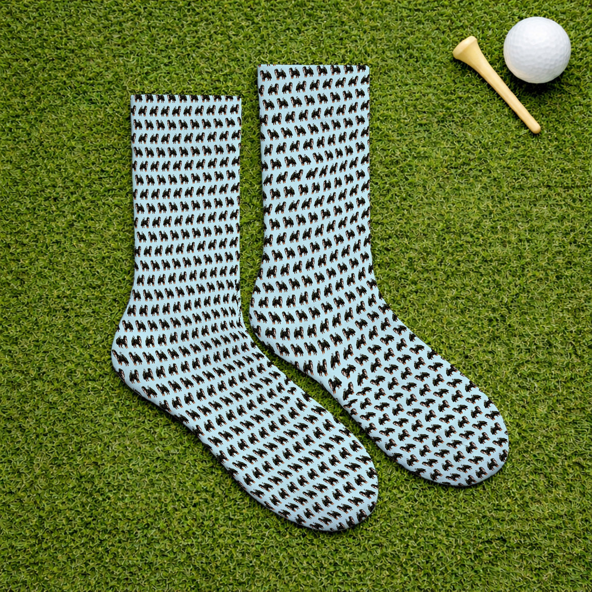 Funny Bernese Mountain Golf Pattern Socks, Bernese Golf Sock For Dog Lover, Golf Gift For Golfer