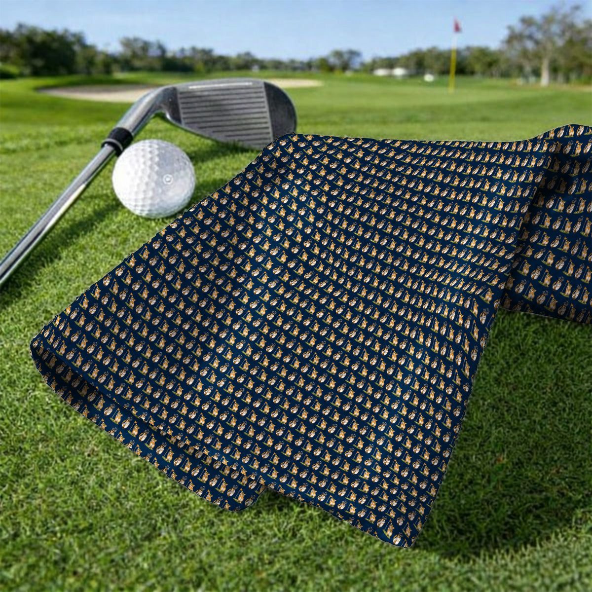Funny Corgi Golf Towels, Corgi Pattern Golf Towel, Golf Gift For Golfer