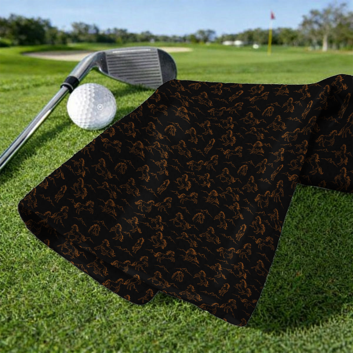 Crazy Horse Golf Pattern Towel, American Quarter Horse Golf Towels, Western Horse Gift for Golfers