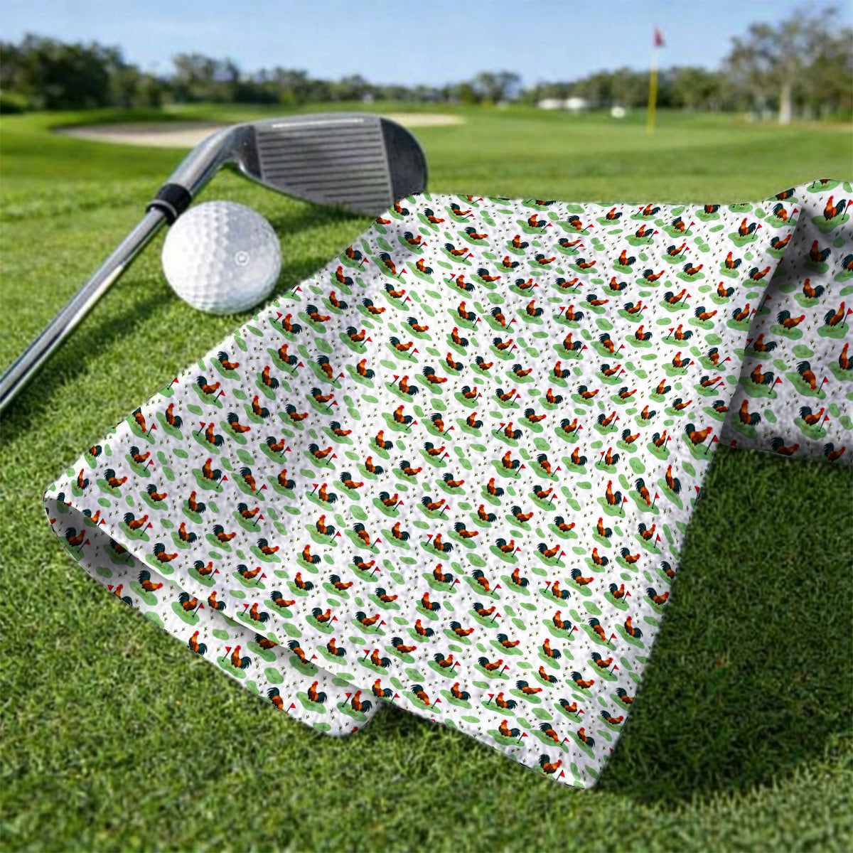 Crazy Rooster Golf Towels, Rooster Pattern Golf Towel For Chicken Lovers, Golf Gift For Golfers