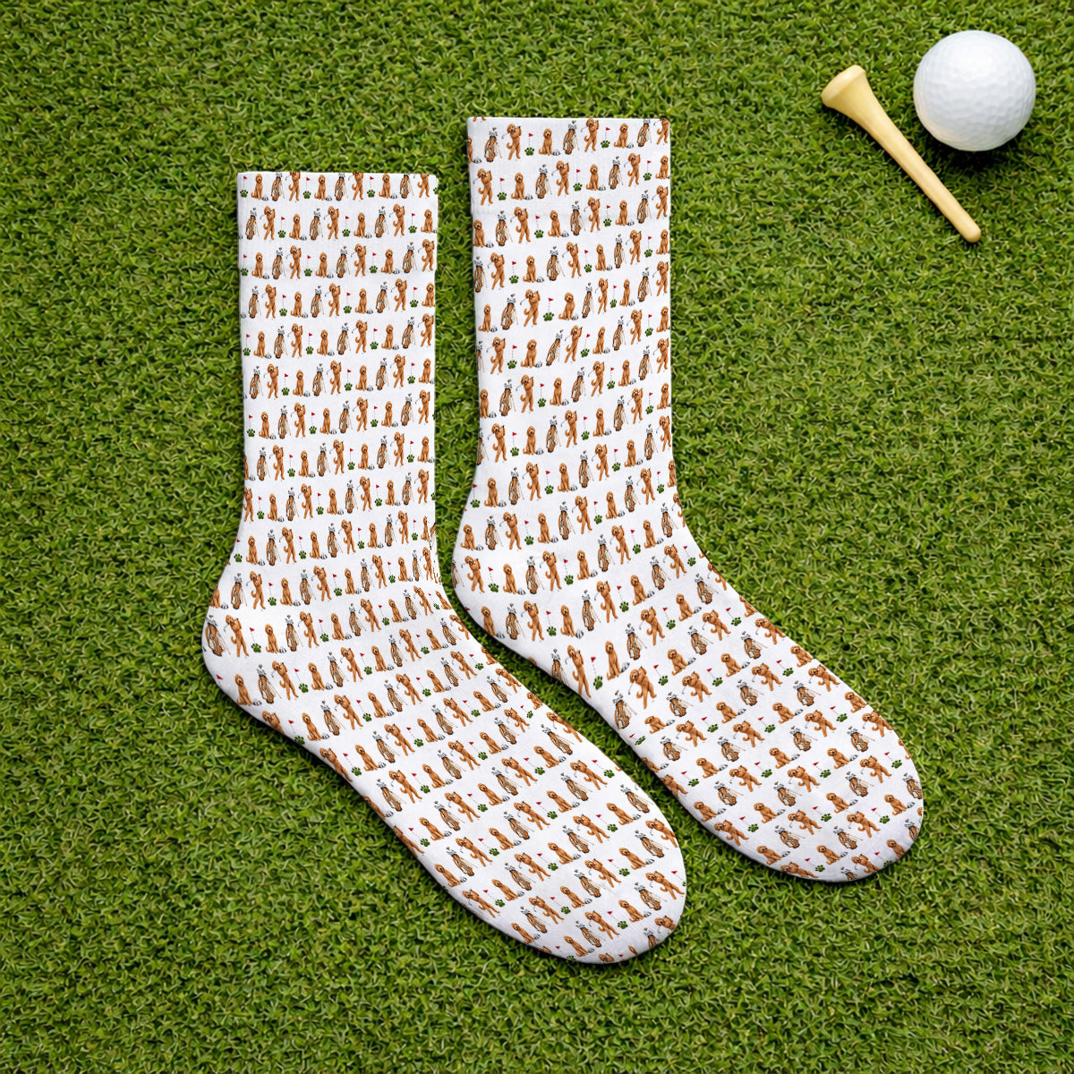 Goldendoodle Golf Socks, Dog Pattern Golf Sock, Funny Golf Gift For Golfers