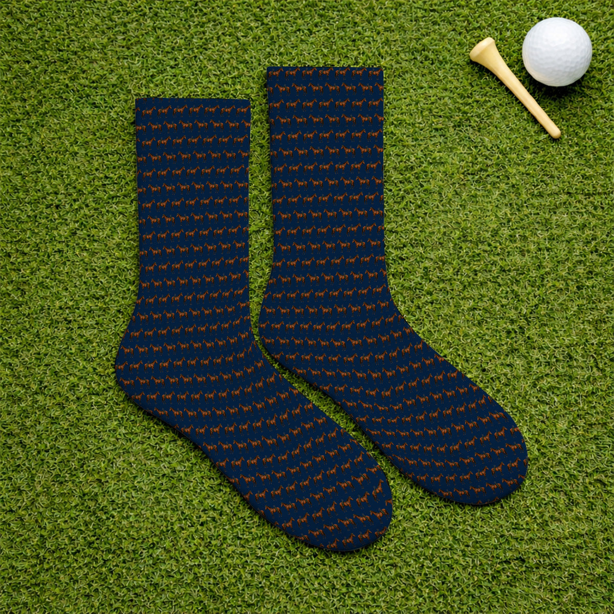 American Quarter Horse Golf Sock, Crazy Horse Pattern Golf Socks, Western Horse Gift for Golfers