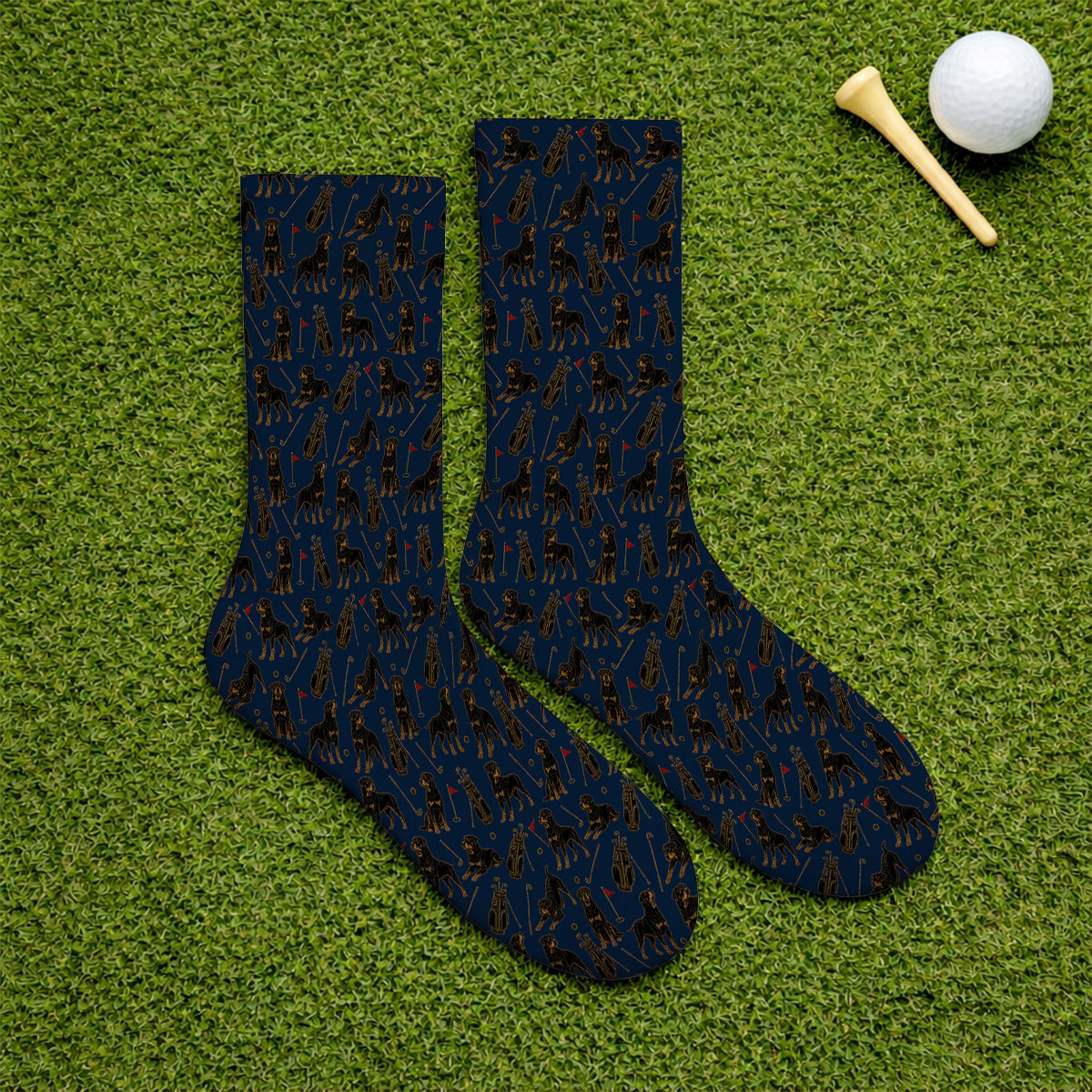 Crazy Rottweiler Golf Socks, Rottweiler Dog Pattern Golf Sock, Golf Gift For Golfer