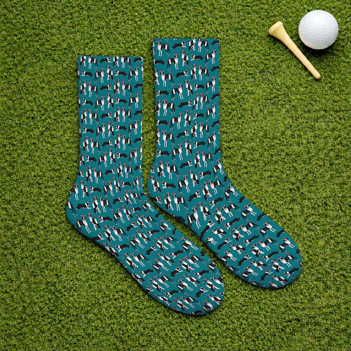 Boston Terrier Pattern Golf Socks, Boston Terrier Golf Sock, Funny Golf Gift For Golfer