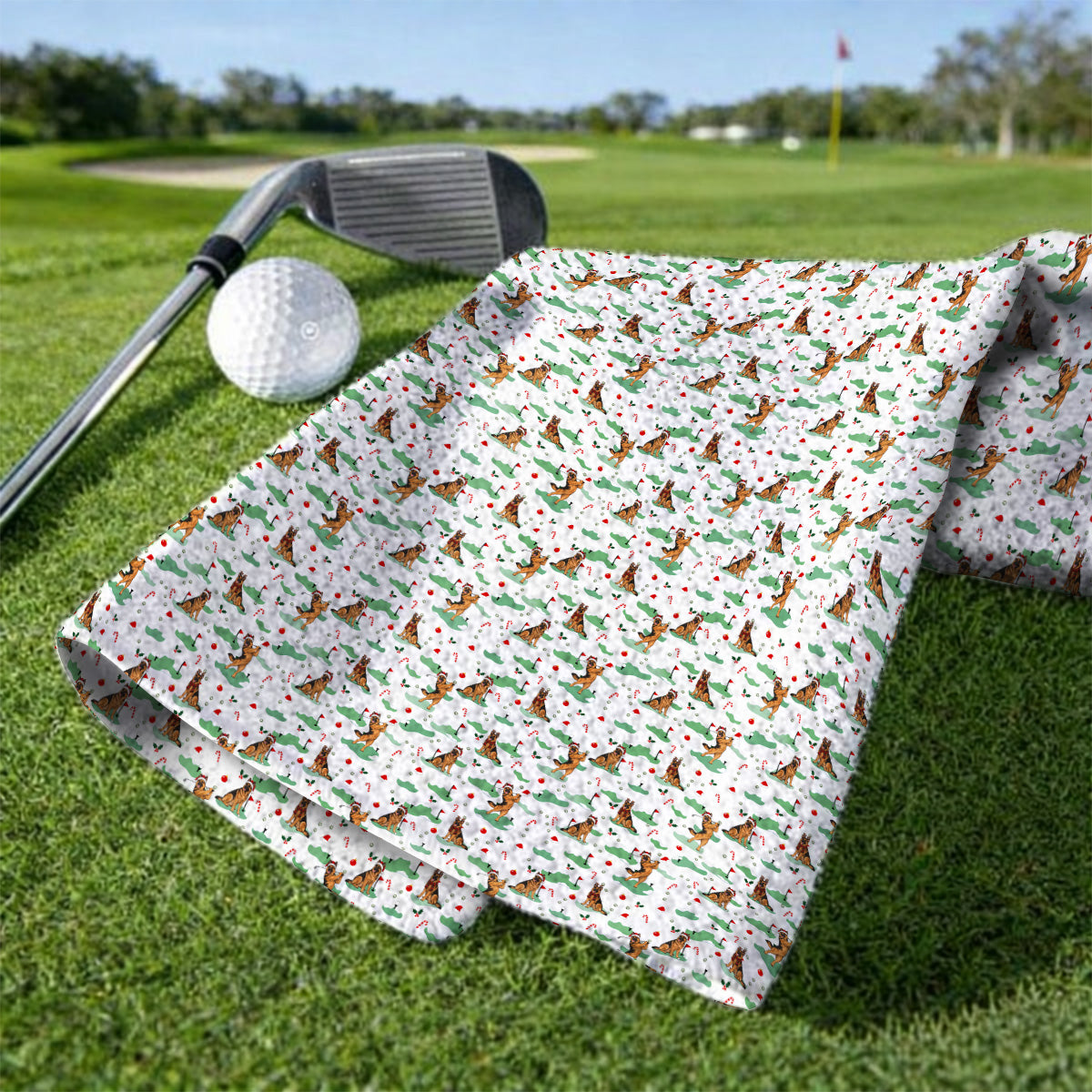 Funny German Shepherd Christmas Golf Towels, German Shepherd Pattern Golf Towel, Xmas Golf Gift for Golfers