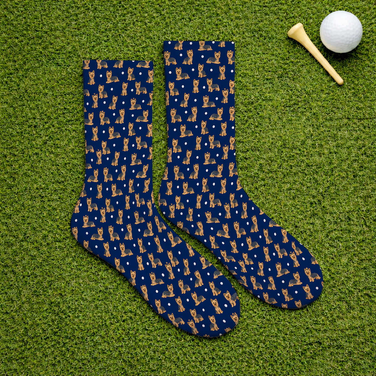 Yorkshire Terrier Golf Socks, Cute Yorkie Pattern Golf Sock, Dog Lover Golf Gift