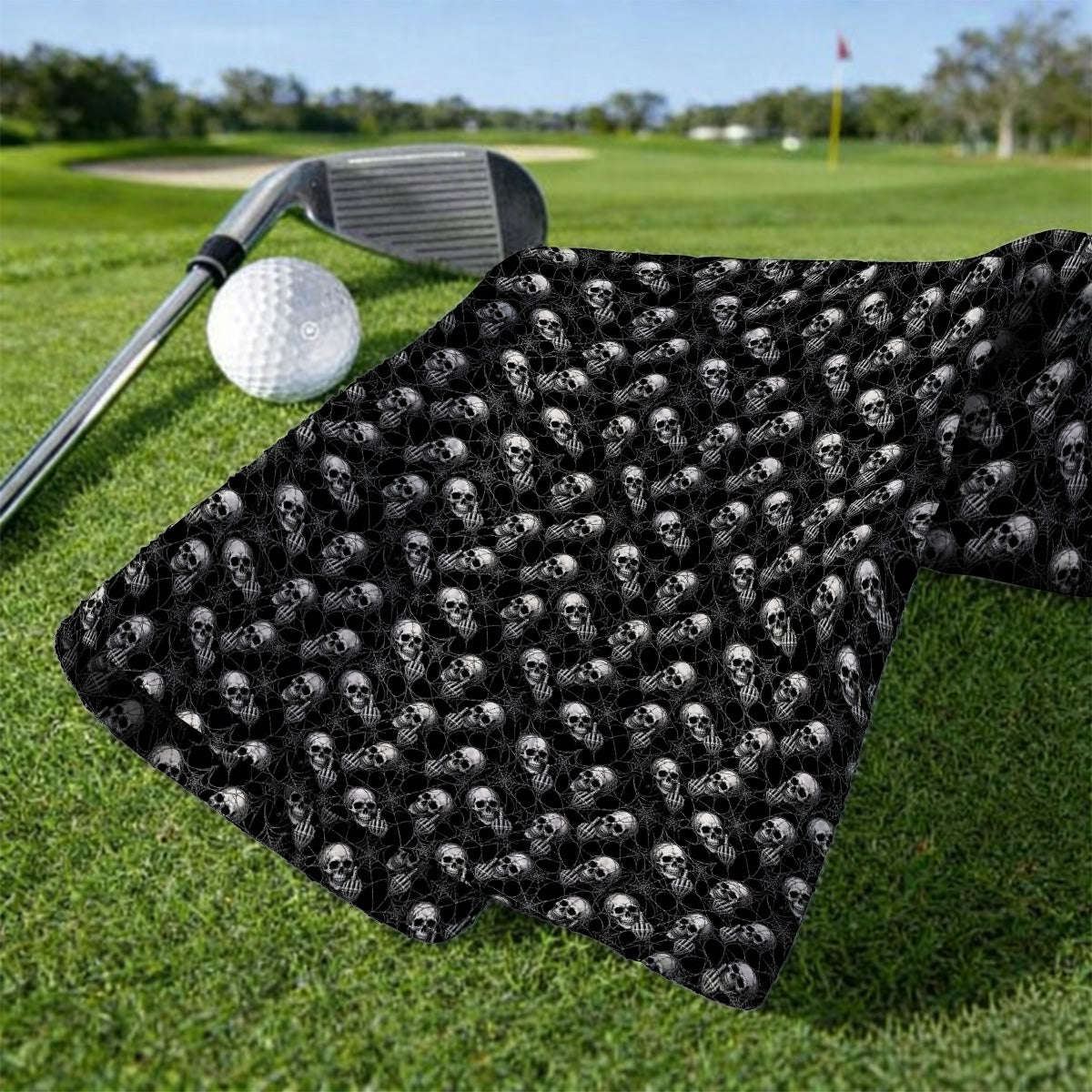 Crazy Skull Pattern Golf Towel, Skeleton Golf Towels, Unique Golf Gift For Golfer