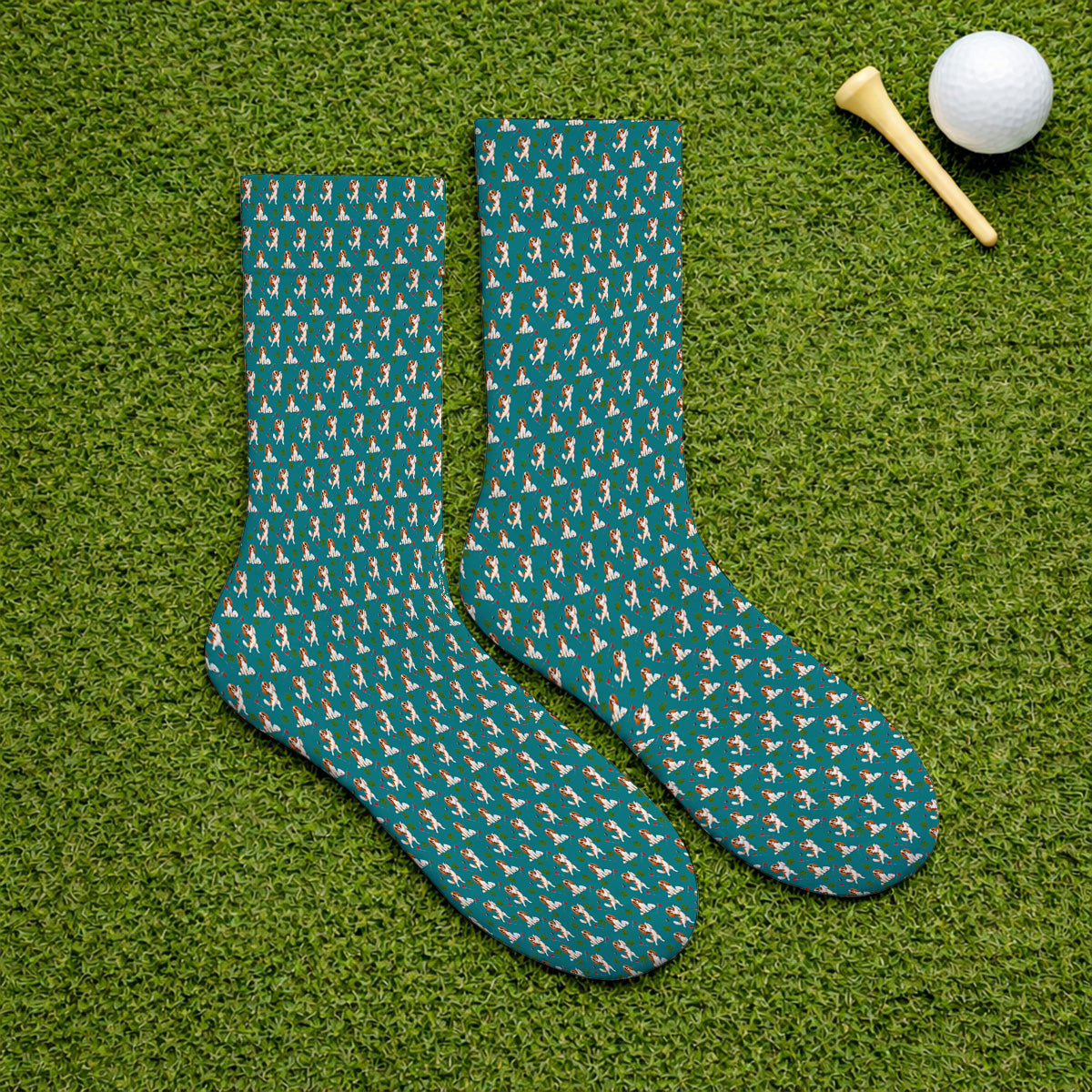 Crazy Cavalier King Charles Spaniel Golf Socks, Funny Cavalier Golf Sock, Golf Gift For Golfer
