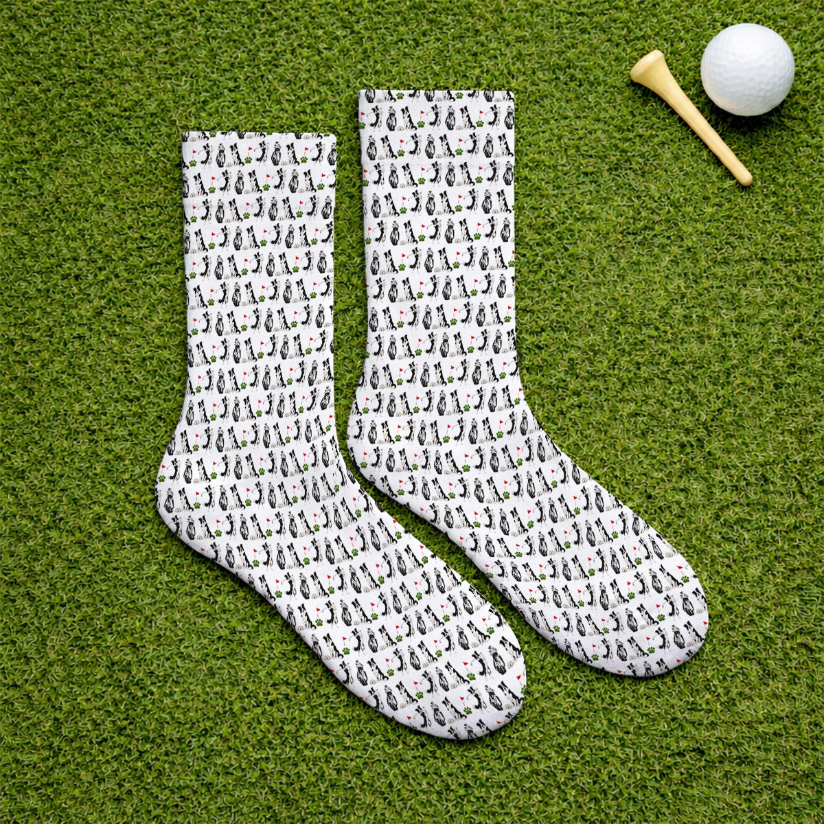 Border Collie Golf Socks, Border Collie Pattern Golf Sock for Dog Lovers, Funny Golf Gift for Golfer