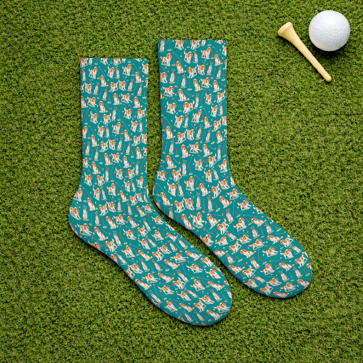 Crazy Cavalier King Charles Spaniel Golf Sock, Funny Cavalier Golf Socks, Golf Gift For Golfer