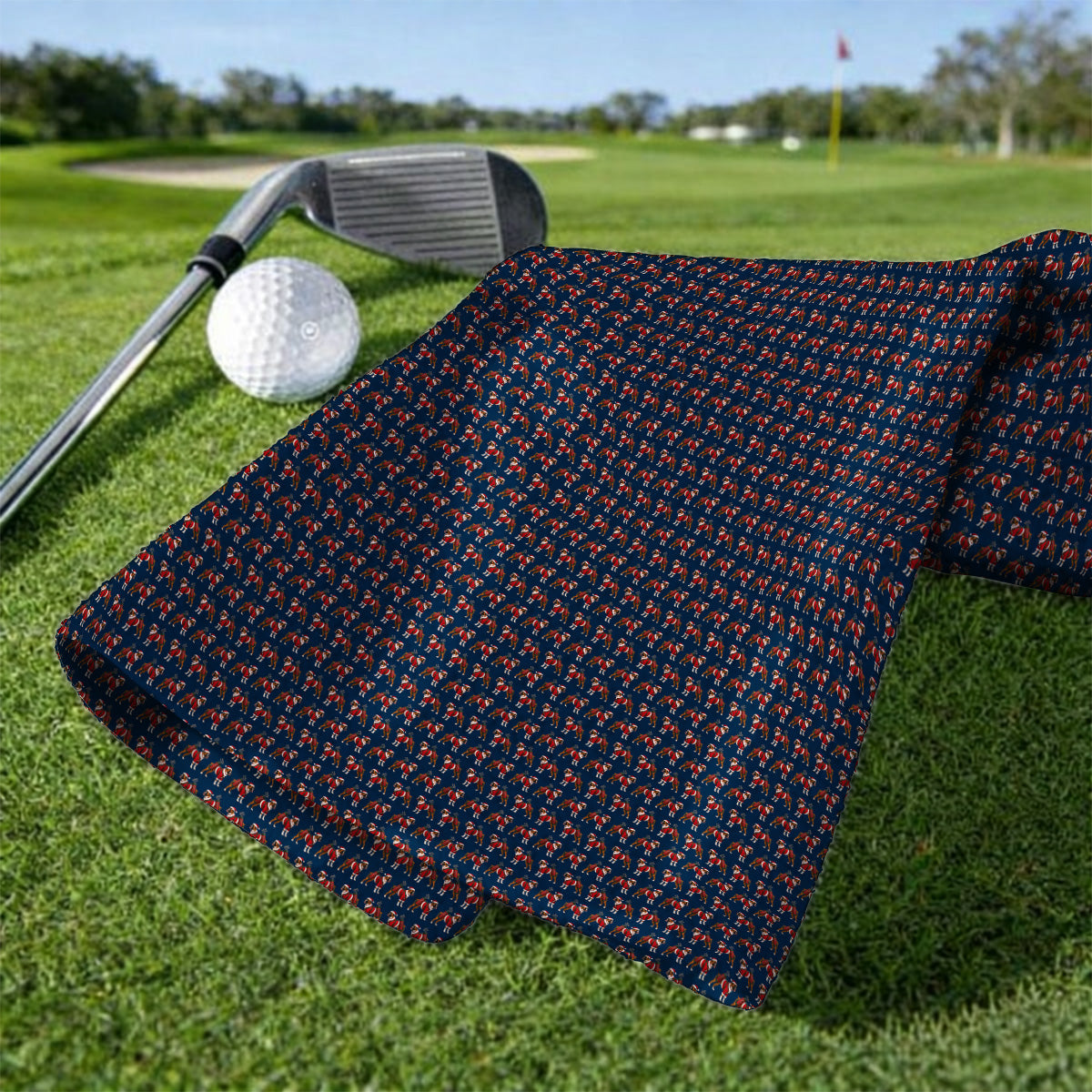 Boxer Dog Christmas Pattern Golf Towels, Santa Boxer Golf Towel, Boxer Lover Holiday Golf Gift For Golfer