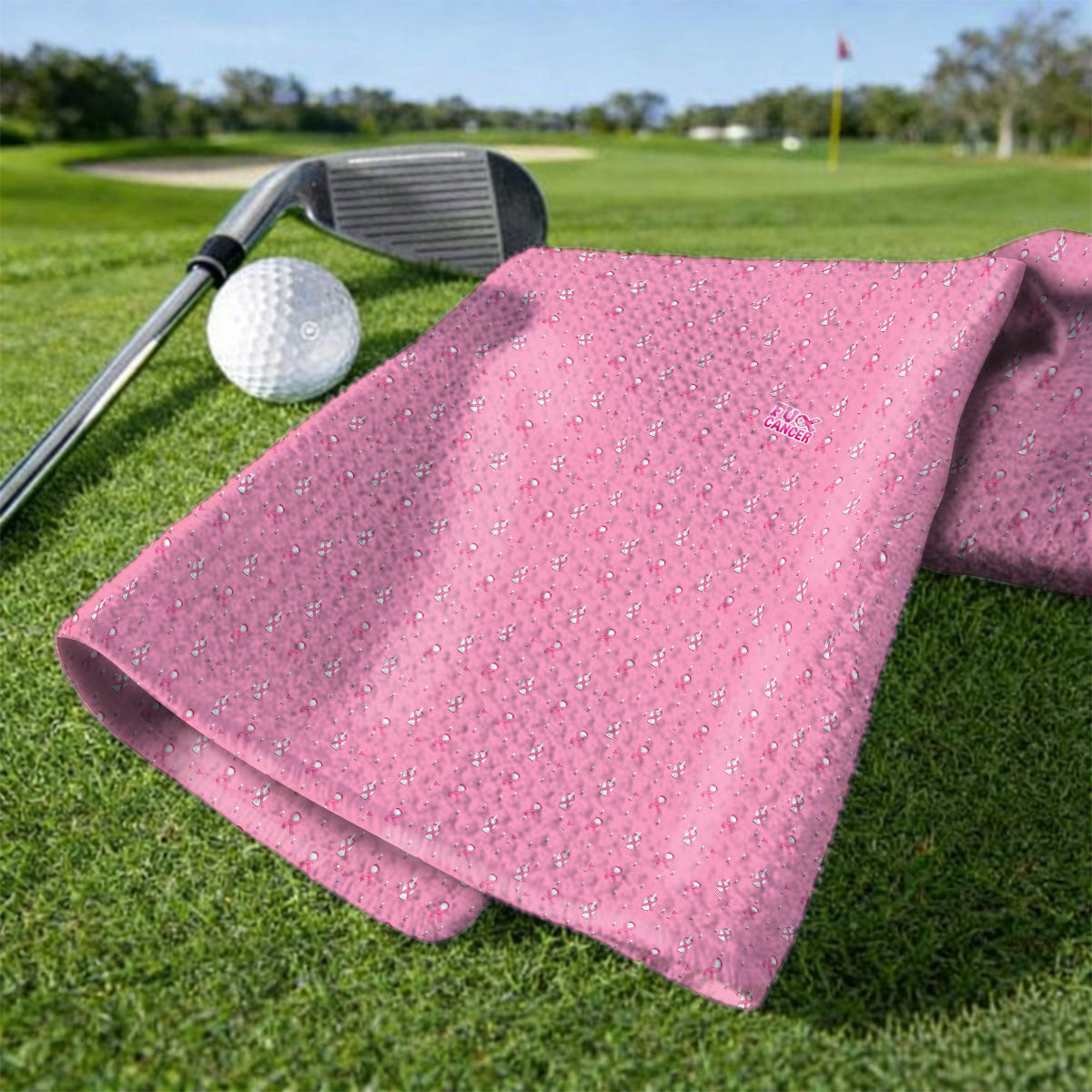 Pink Ribbon Golf Towels, Breast Cancer Awareness Pattern Golf Towel, Supportive Golfer Gift for Golfer