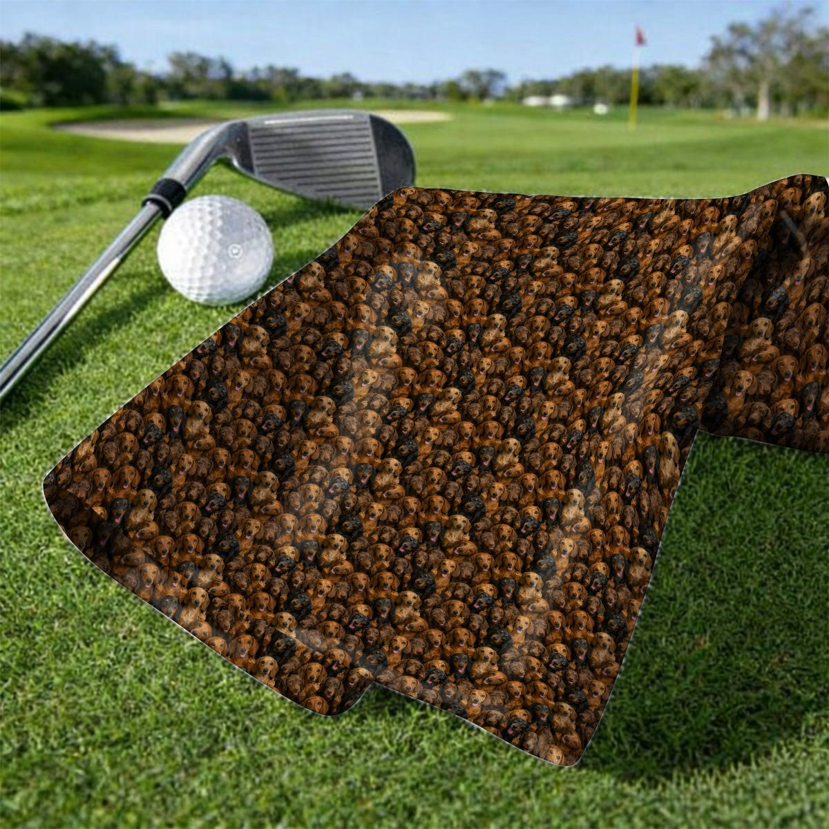 Funny Dachshund Golf Towel, Wiener Dog Pattern Golf Towels, Doxie Lover Gift For Golfer