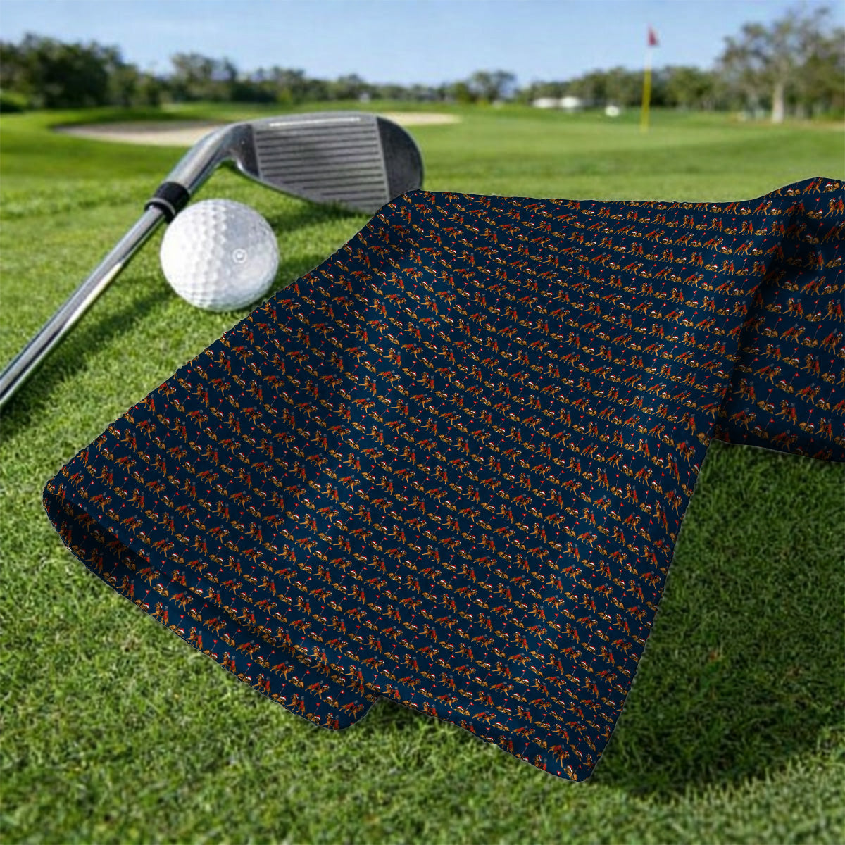 German Shepherd Christmas Golf Towels, German Shepherd Pattern Golf Towel, Holiday Golf Gift for Dog Lovers