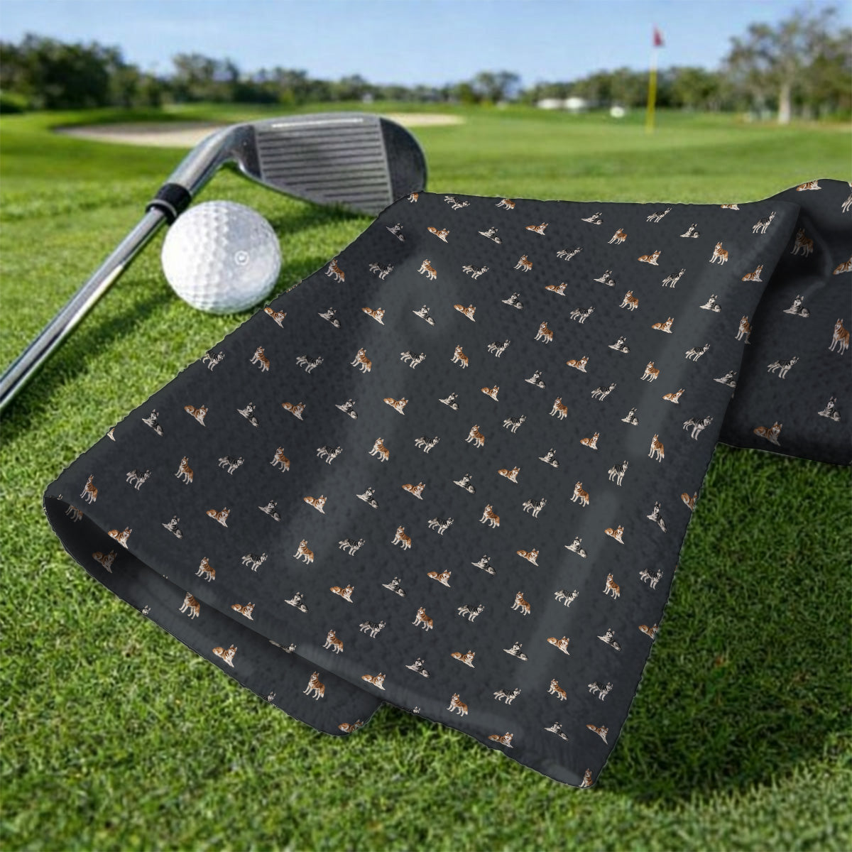 Funny Husky Sibir Golf Towel, Husky Pattern Golf Towels For Golfer, Golf Gift For Dog Lover