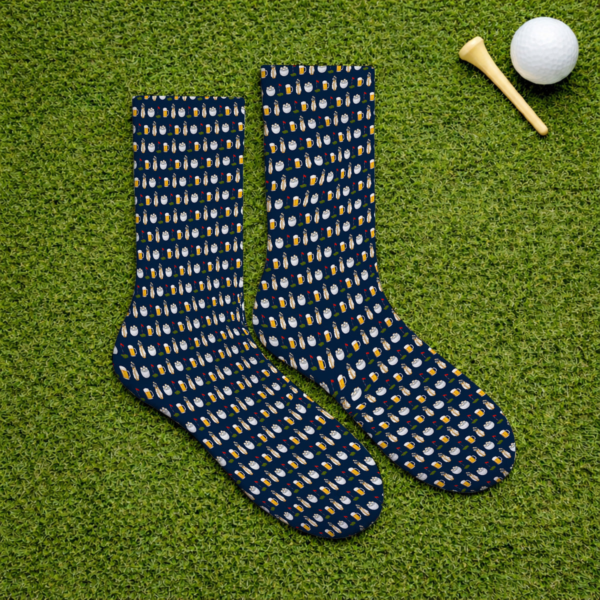 Crazy Beer Pattern Golf Sock, Beers Golf Socks, Golf Gift For Golfer