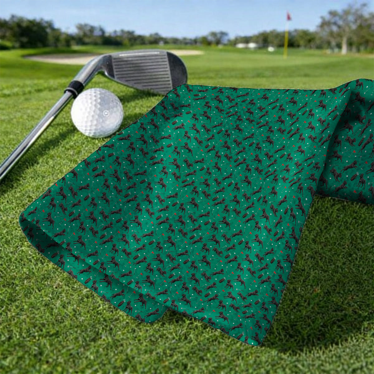 Crazy Cane Corso Pattern Golf Towel, Black Cane Corso Golf Towels for Dog Lovers, Golf Gift for Golfers
