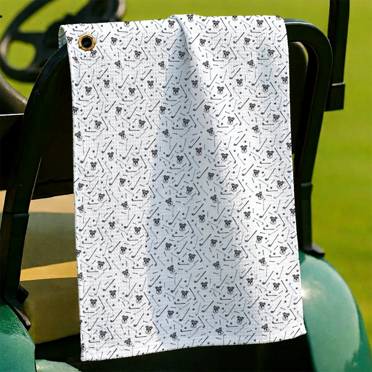 Crazy Miniature Schnauzer Pattern Golf Towel, Mini Schnauzer Golf Towels, Dog Lover Golf Gift