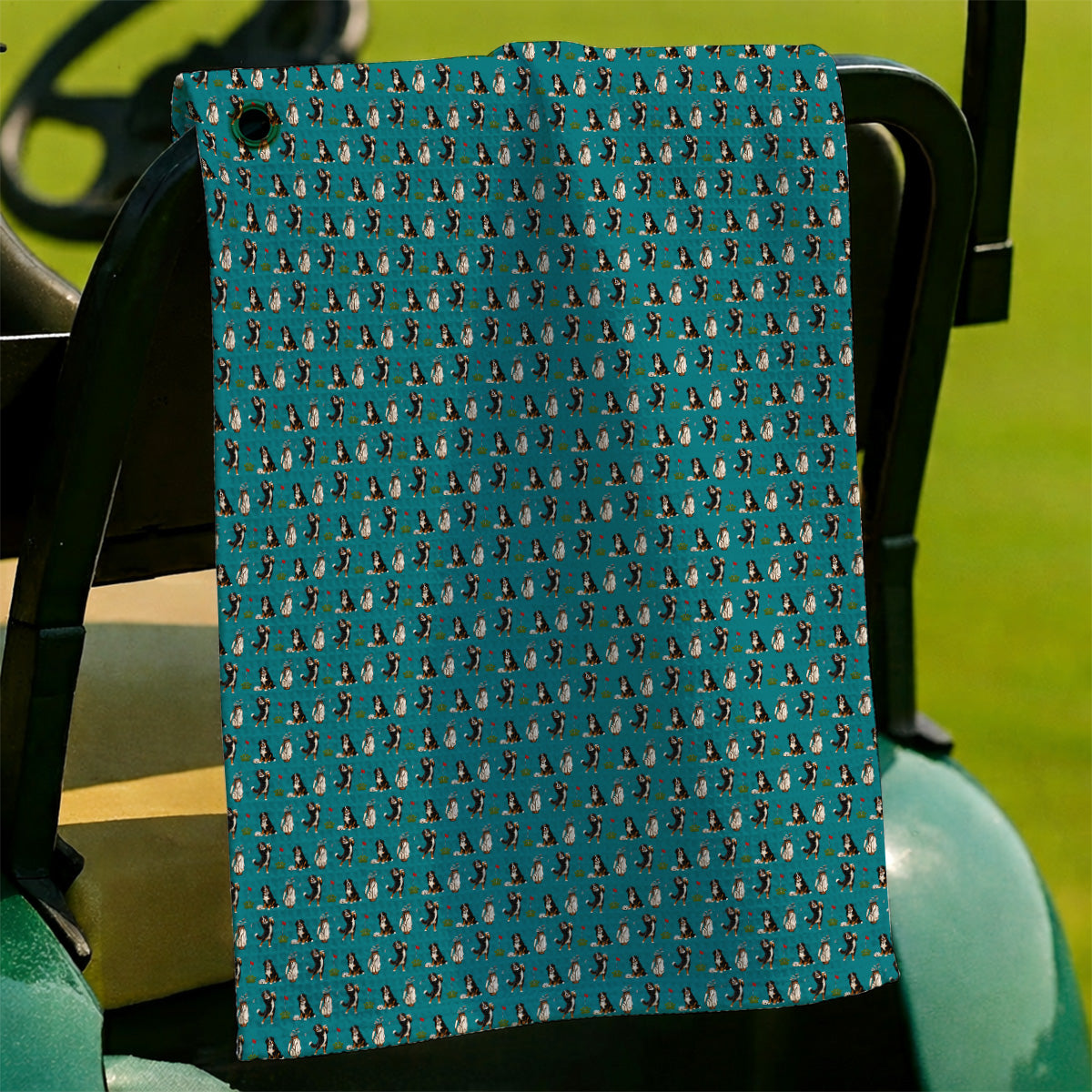 Bernese Mountain Dog Golf Pattern Towels, Bernese Golf Towel, Dog Lover Golf Gift