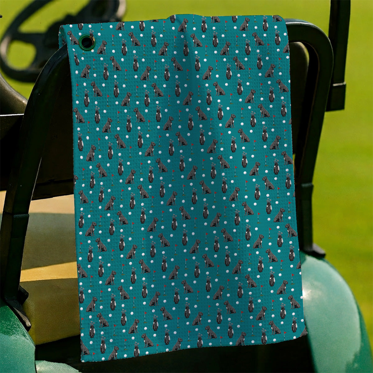 Funny Cane Corso Pattern Golf Towel, Black Cane Corso Golf Towels for Dog Lovers, Golf Gift for Golfers