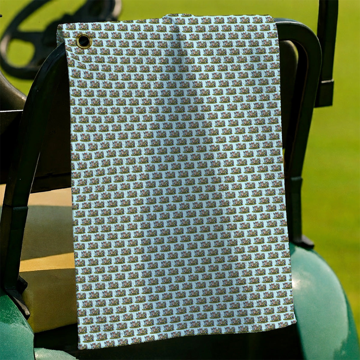 Boston Terrier Golf Pattern Towels, Funny Golfing Boston Terrier Towel, Dog Lover Golf Gift
