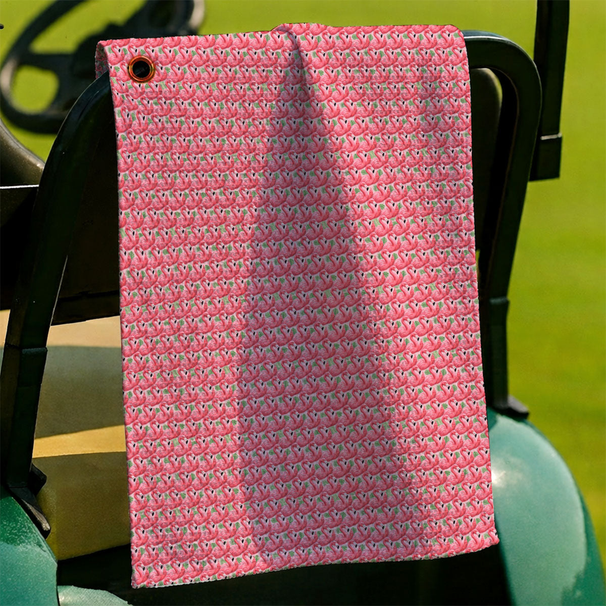 Crazy Flamingo Golf Towel, Pink Tropical Pattern Golf Towels, Funny Golf Gift For Golfer