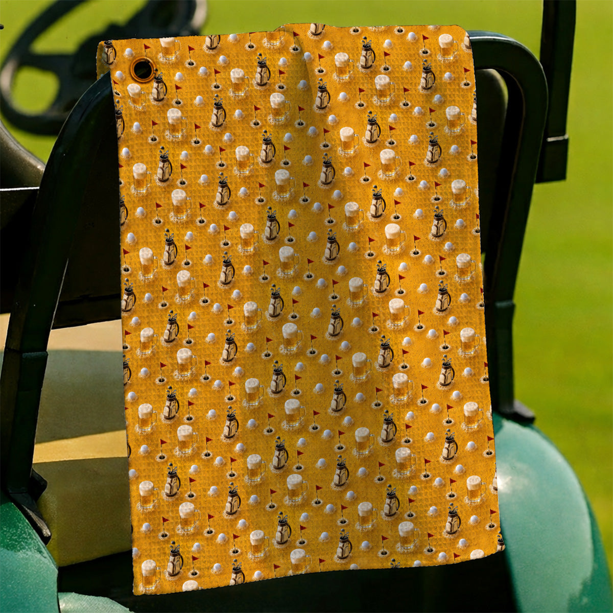 Crazy Golf And Beer Pattern Towel, Beer Lover Golf Towels, Golf Gift For Golfer