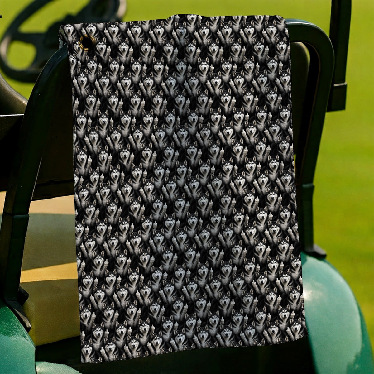 Crazy Husky Sibir Golf Towel, Husky Pattern Golf Towels For Dog Lover, Golf Gift For Golfer