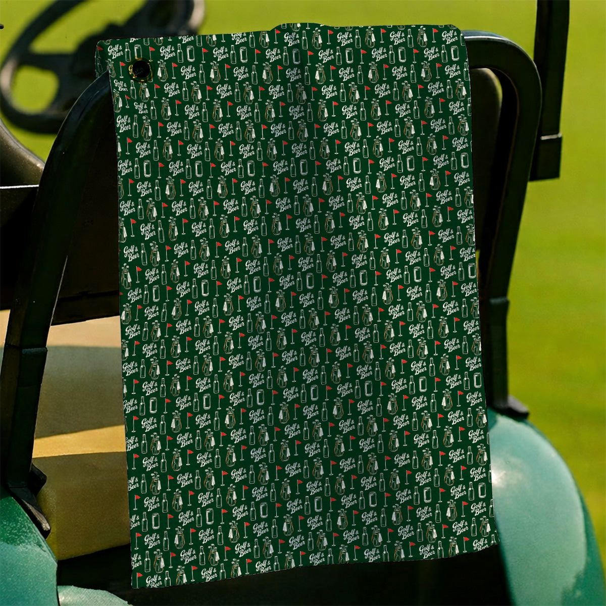 Crazy Golf & Beer Towels, Golf Bag And Beer Bottle Pattern Golf Towel, Golf Gift For Beer Lovers