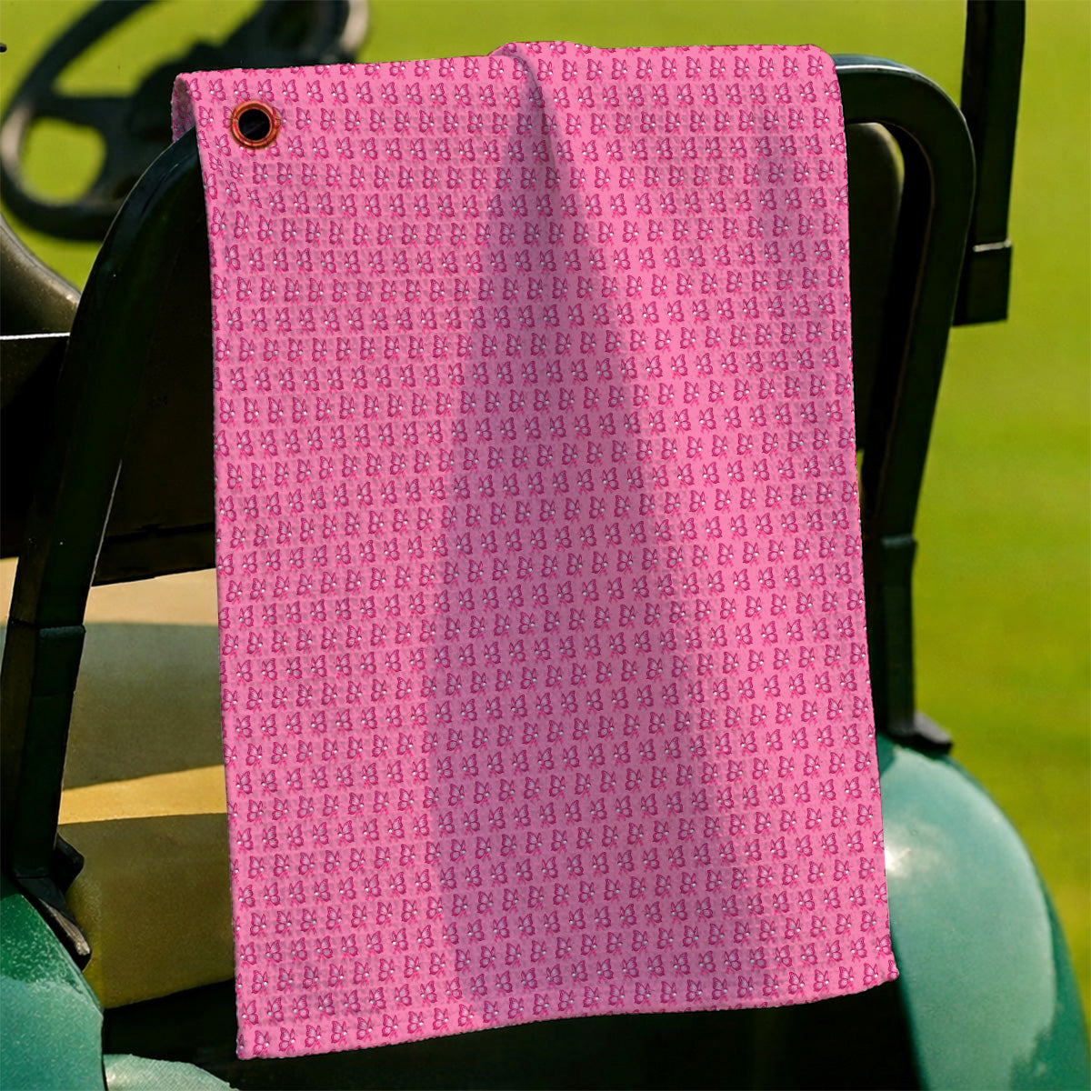 Breast Cancer Awareness Golf Towel, Pink Ribbon Butterfly Golf Towels for Golf Lovers, Support Cancer Awareness Golf Gift