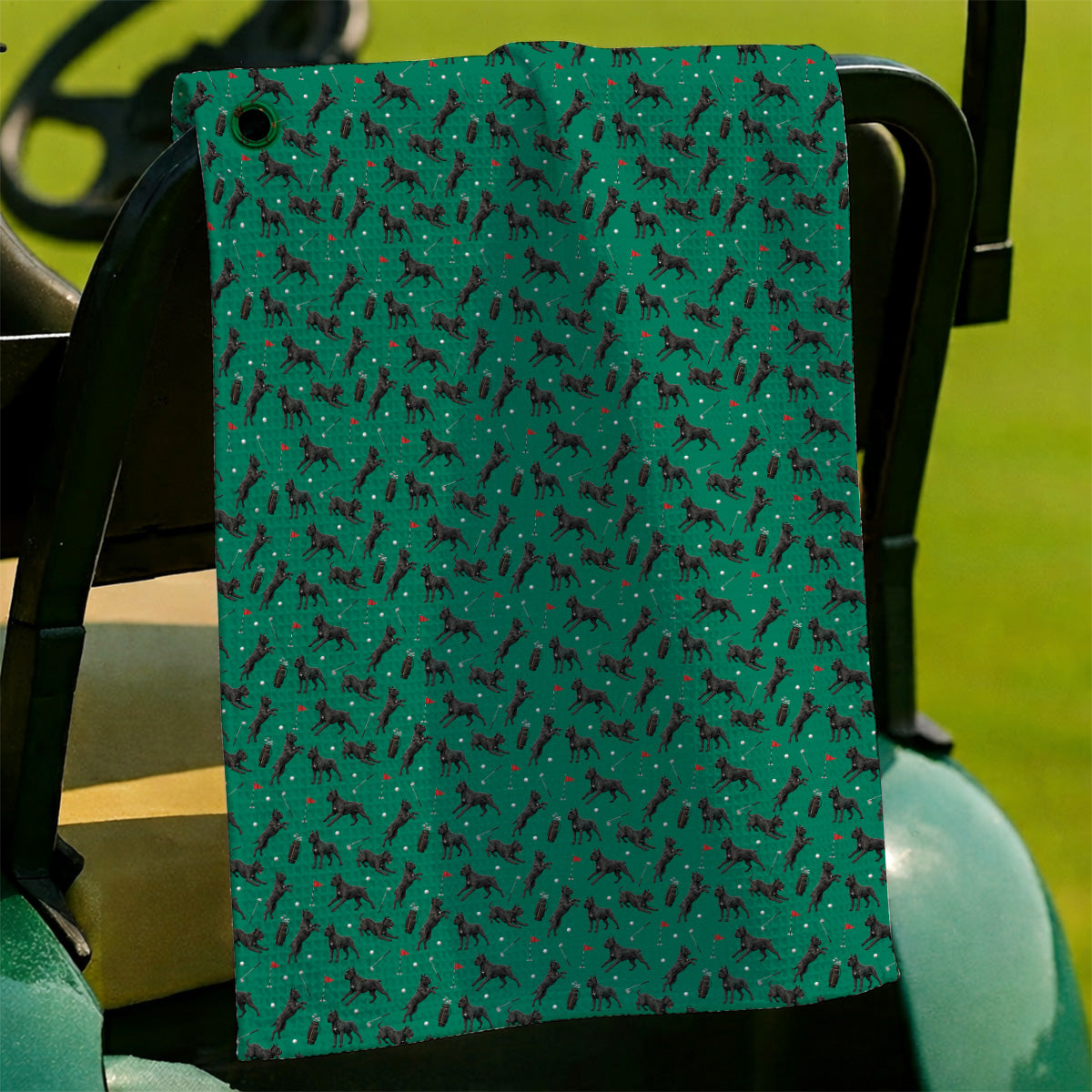 Crazy Cane Corso Pattern Golf Towel, Black Cane Corso Golf Towels for Dog Lovers, Golf Gift for Golfers