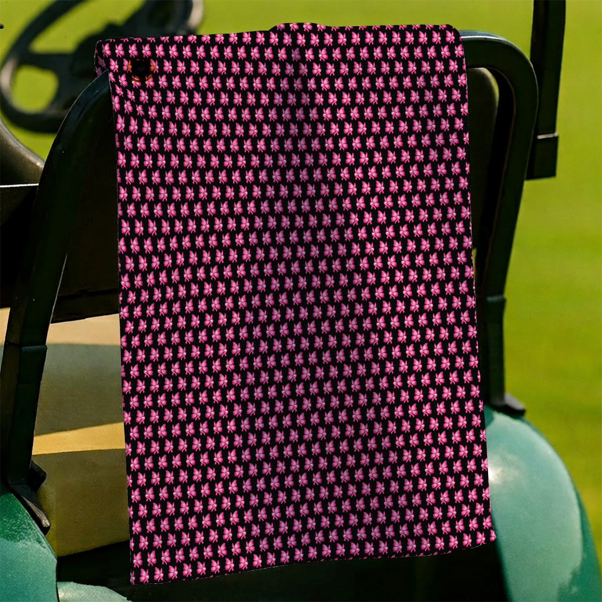 Breast Cancer Awareness Golf Towel, Pink Ribbon Butterfly Golf Towels for Golf Lovers, Support Cancer Awareness Golf Gift