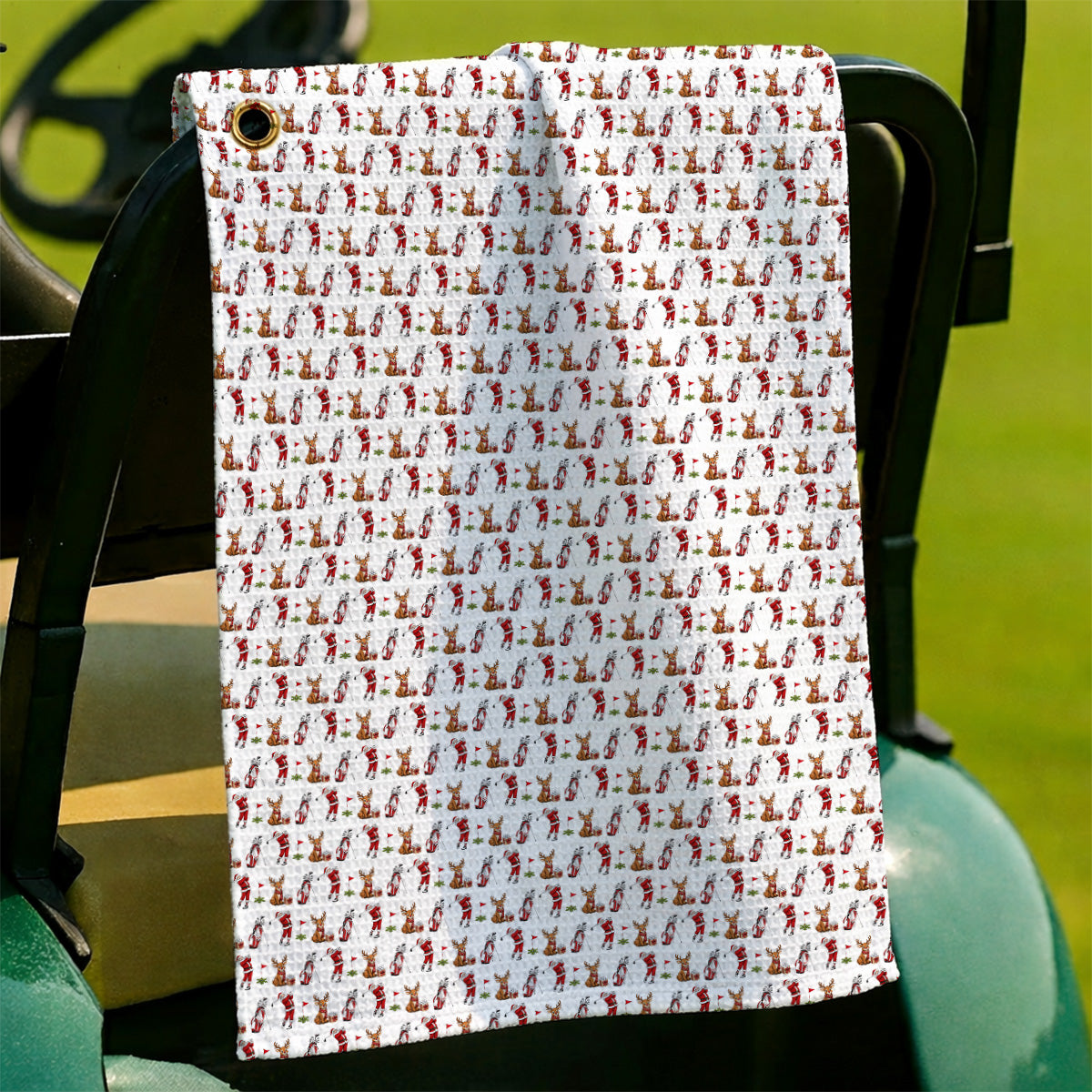 Christmas Golf Pattern Towels, Santa Reindeer Golf Towel, Xmas Gift For Golfers