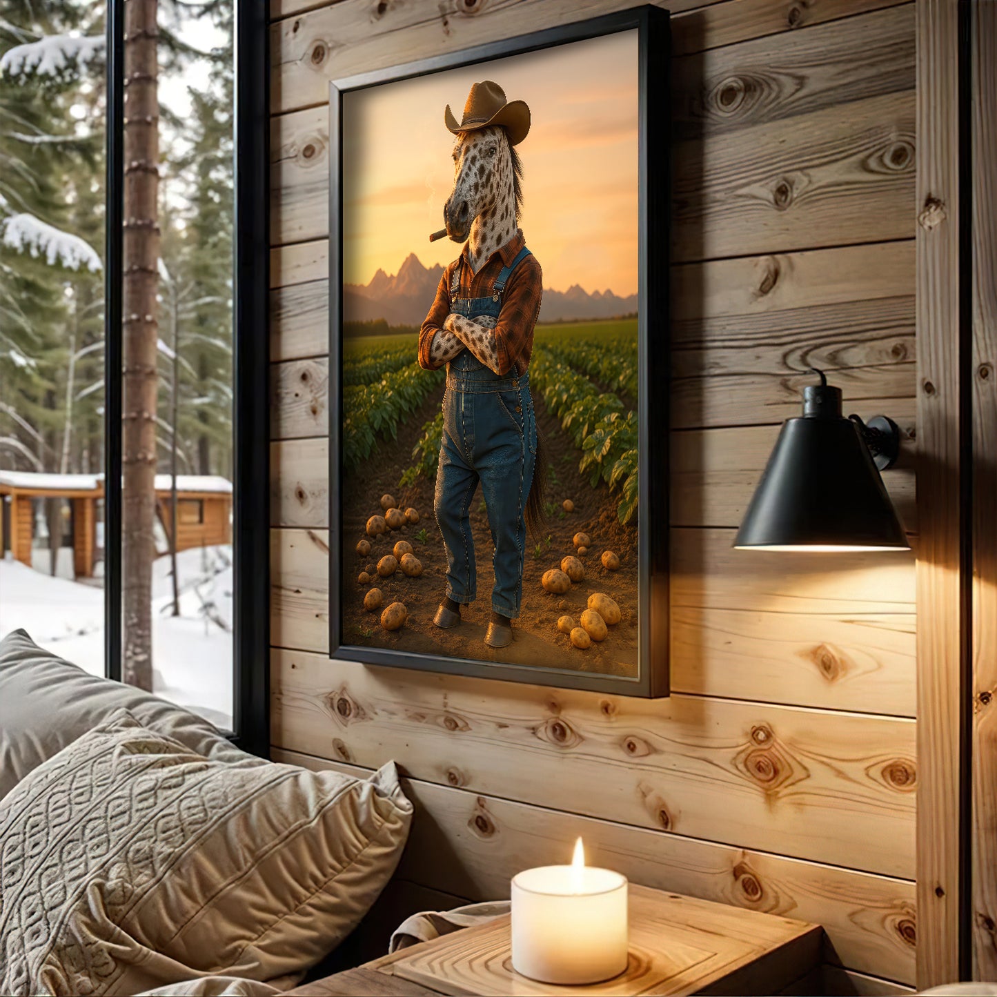 Cowboy Appaloosa Horse Farmer Print, Idaho Canvas Wall Art, Mountain West Wilderness Decor For Man Cave Walls