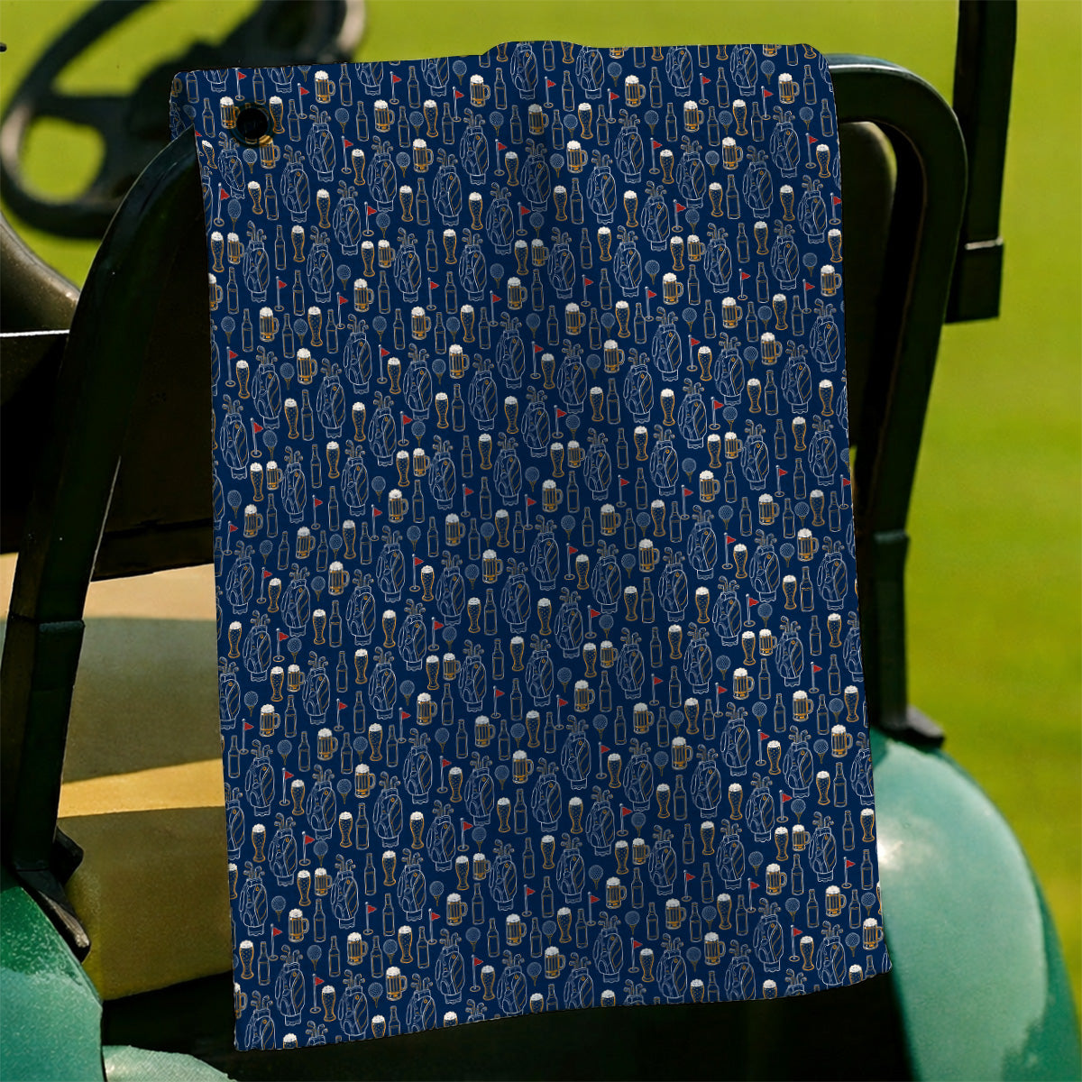 Golf And Beer Pattern Towels, Beer Lover Golf Towel, Funny Golf Gift For Golfer