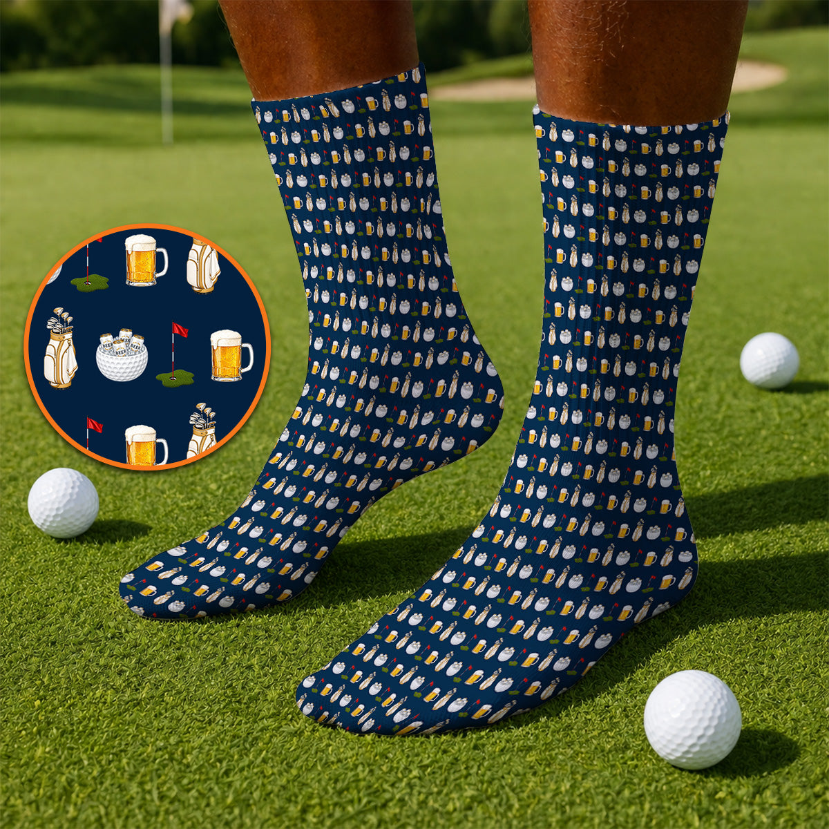 Crazy Beer Pattern Golf Sock, Beers Golf Socks, Golf Gift For Golfer