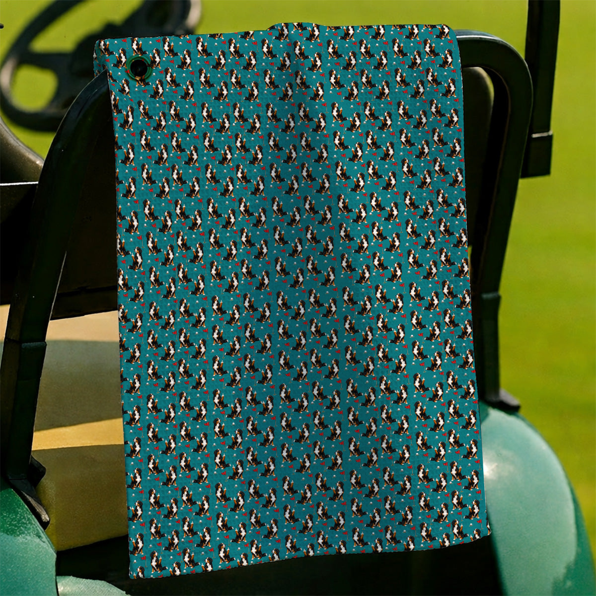 Bernese Mountain Dog Golf Pattern Towels, Bernese Golf Towel, Funny Dog Lover Golf Gift