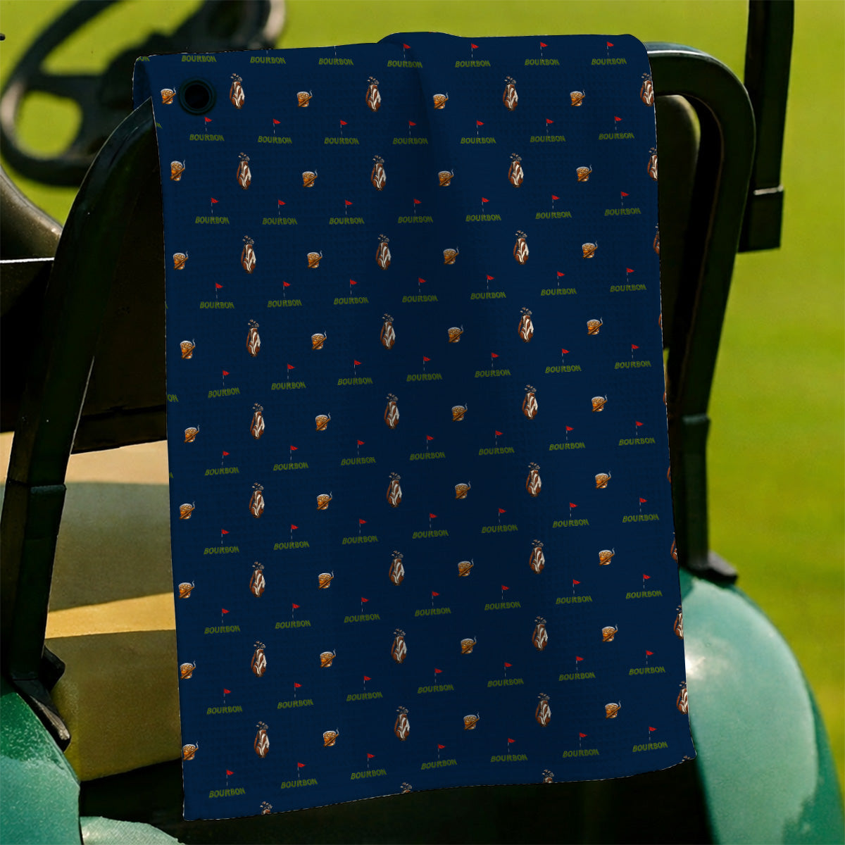 Bourbon & Cigar Golf Towels, Whiskey Golf Pattern Towel, Funny Bourbon Gift For Golfers