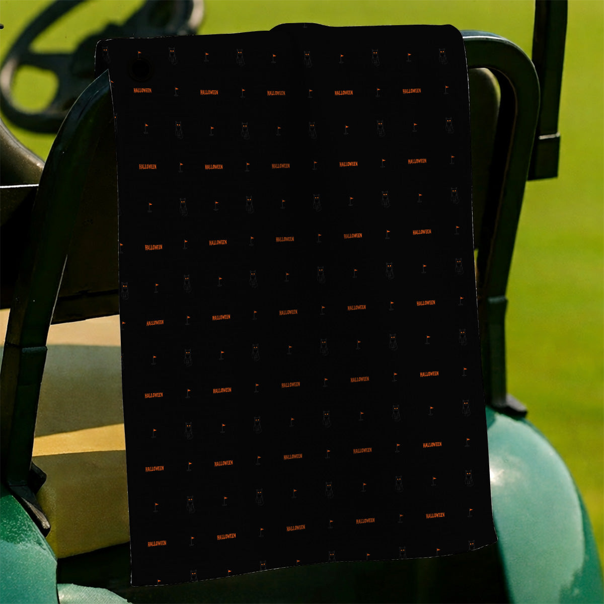 Black Cat Halloween Golf Towels, Spooky Cat Pattern Golf Towel for Halloween Lovers, Funny Golf Gift for Golfers